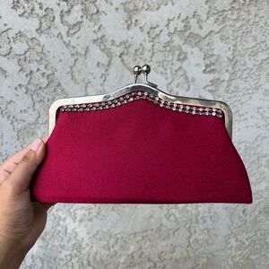 Vintage Elegant Red Clutch with Silver Accents